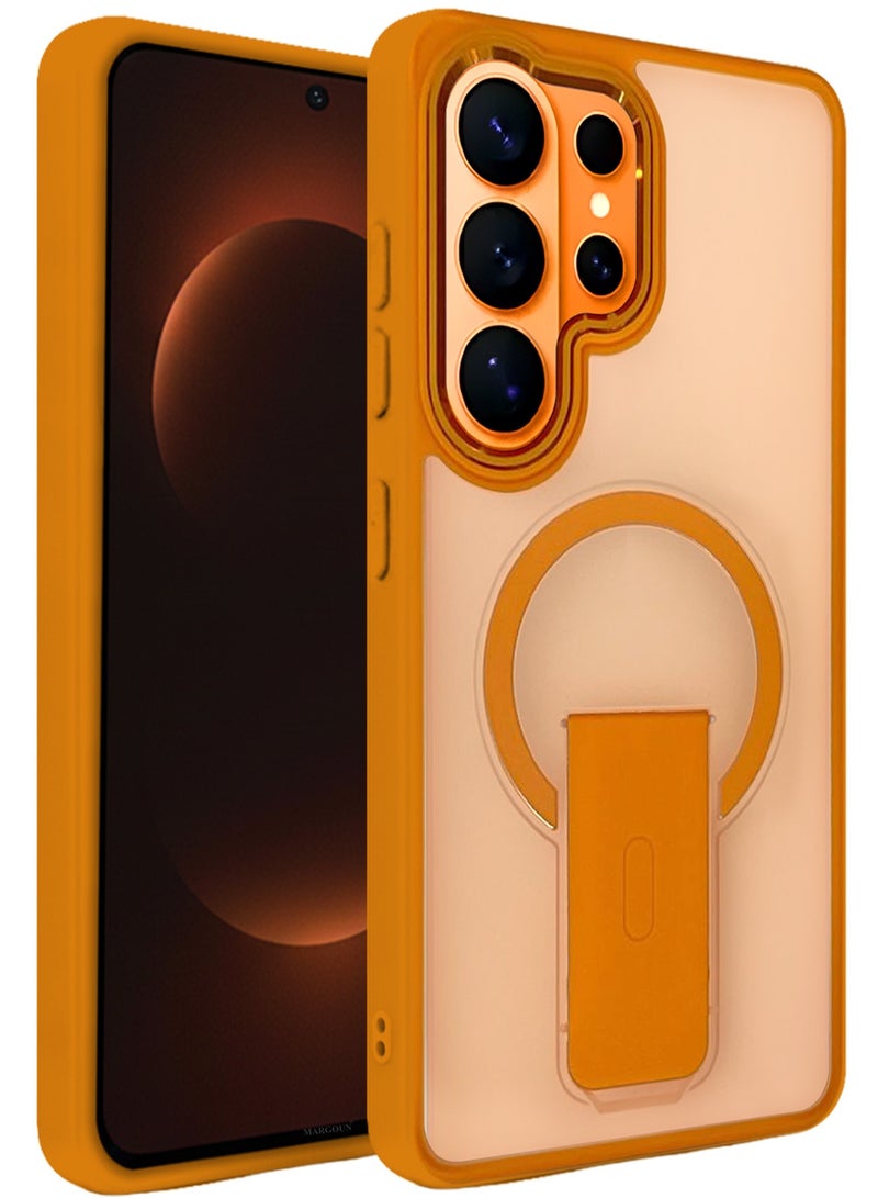 CATANES Magnetic Ring Kickstand Case for Galaxy S26 Ultra – Frosted Protective Back with Grip Holder with Privacy Screen Protector - Orange - Image 5
